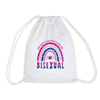 Boho Rainbow LGBT Saying Bisexual - Drawstring Bag - white - Front