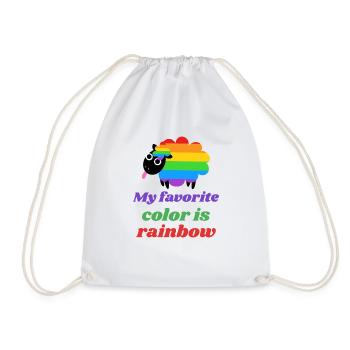 Rainbow Sheep - My favorite color is rainbow - Drawstring Bag - white - Front