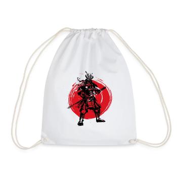 Samurai Japanese Warrior Blood Moon Design - Drawstring Bag - white - Front