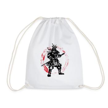 Samurai Japanese Warrior Blood Moon Design - Drawstring Bag - white - Front