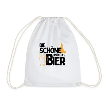 Die Schöne und das Bier Party Outfit zum Bier - Turnbeutel - Weiß - Vorne