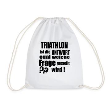 Antwort auf alles TRIATHLON - Turnbeutel - Weiß - Vorne