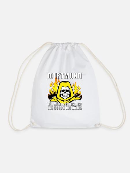 Dortmund ..durch die Hölle! Fußball Fanshirt Triko - Turnbeutel - Weiß