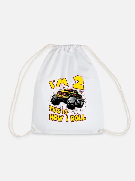 Monster truck 2 year old gift children mom dad - Drawstring Bag - white