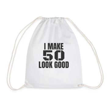 50th birthday - Drawstring Bag - white - Front