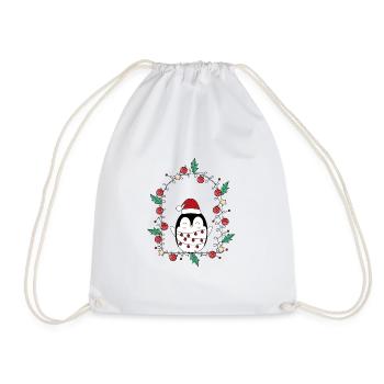 Christmas penguin Christmas festive - Drawstring Bag - white - Front