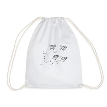 Paper airplane drawing - Drawstring Bag - white - Front