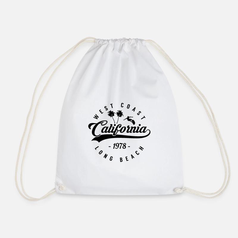 West Coast California Long Beach USA surfer - Drawstring Bag - white