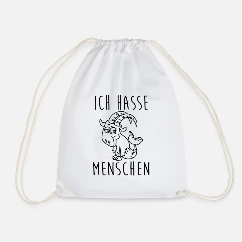 Steinbock Ich hasse Menschen - Turnbeutel - Weiß