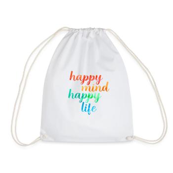 Happy Mind - Happy Life - Drawstring Bag - white - Front