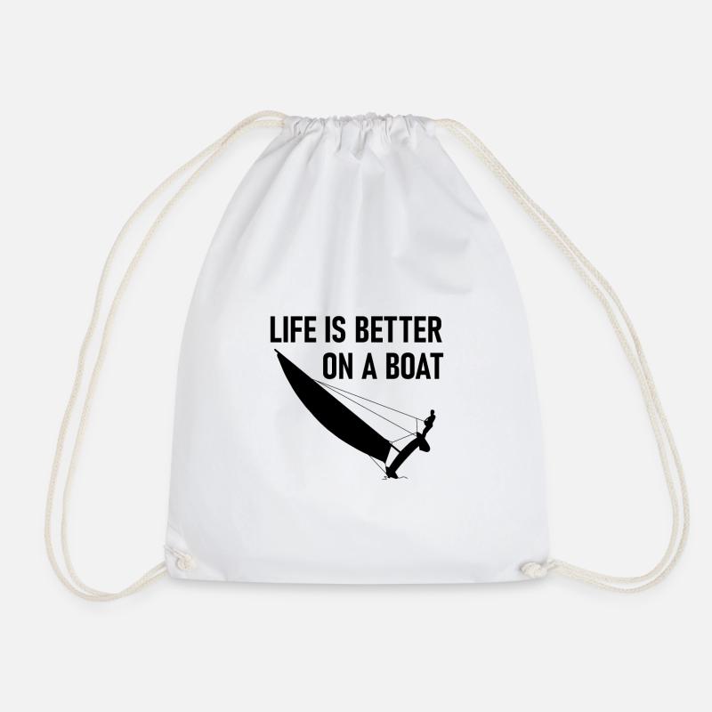 Life on a boat - Drawstring Bag - white