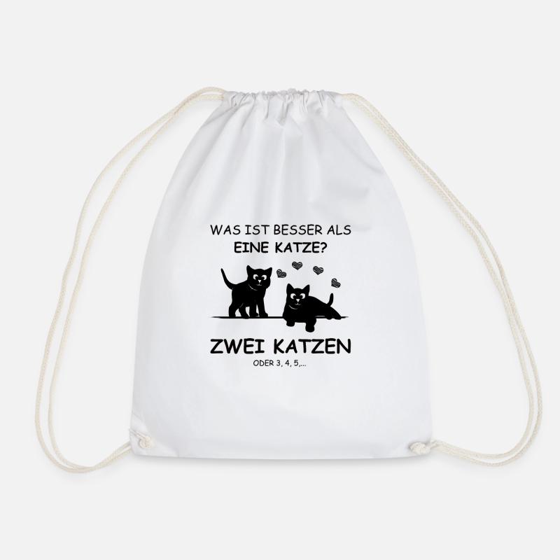 Was ist besser als eine Katze - Zwei Katzen - Turnbeutel - Weiß