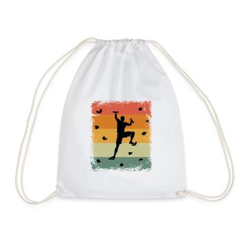Vintage Bouldering Climber Apparel - Drawstring Bag - white - Front
