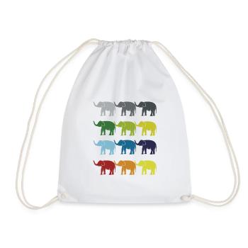 Neon Pop Art Retro Elefant Dickhäuter Geschenkidee - Turnbeutel - Weiß - Vorne
