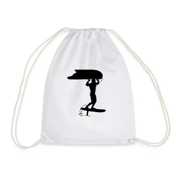 Surfing with Wingfoil - Drawstring Bag - white - Front