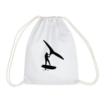 Wing foil - Drawstring Bag - white - Front