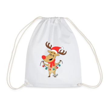 Rudolf the reindeer - Rudolph the reindeer - Drawstring Bag - white - Front
