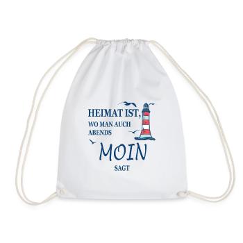 Heimat ist wo man auch Abends Moin sagt - Turnbeutel - Weiß - Vorne