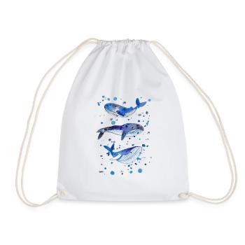 Three whales in the sea underwater - Drawstring Bag - white - Front