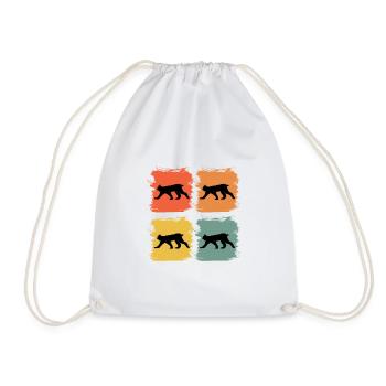 Luchs Wildtier Tier Retro Pop Art Geschenkidee - Turnbeutel - Weiß - Vorne