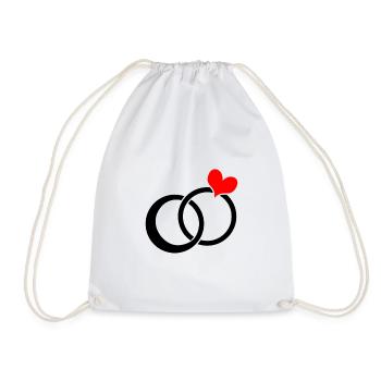 Marry engagement ring wedding wedding band couples marriage - Drawstring Bag - white - Front