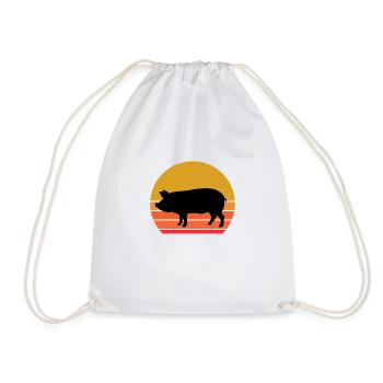 Retro Sonne Schwein Haustier Geschenkidee - Turnbeutel - Weiß - Vorne