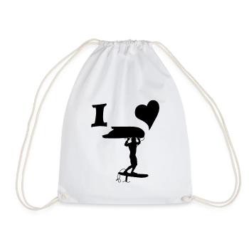 I love wingfoil - Drawstring Bag - white - Front