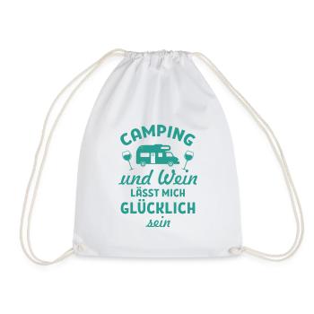 Camping Wein Spruch Geschenk Trinken Party Alkohol - Turnbeutel - Weiß - Vorne