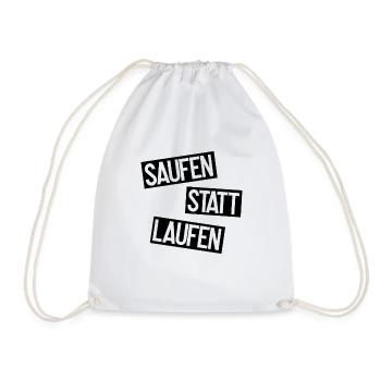 saufen statt laufen - motivation Wochenende - Turnbeutel - Weiß - Vorne