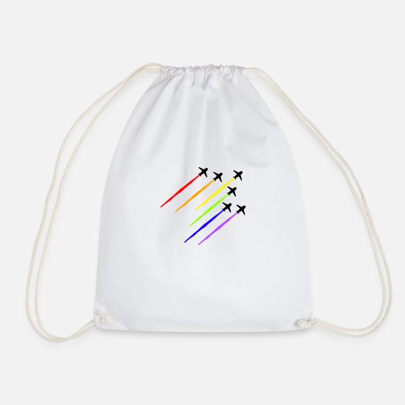 Regenbogen Flugzeug - Turnbeutel - Weiß