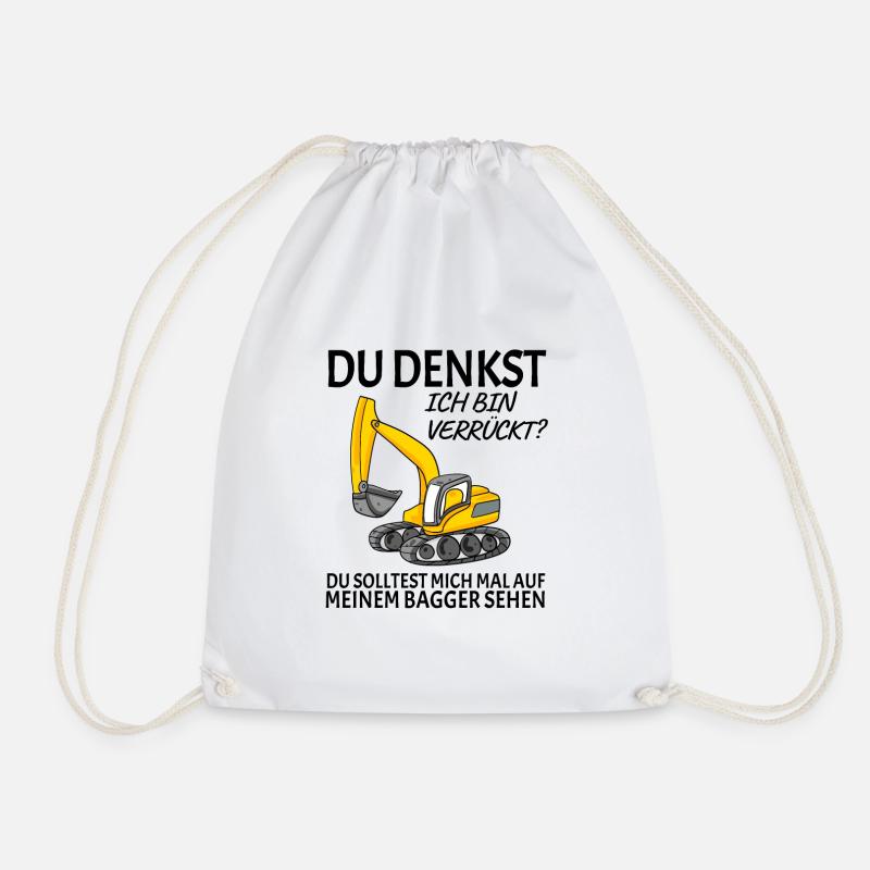Baggerfahrer Bagger - Turnbeutel - Weiß