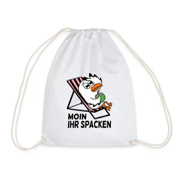 Möwe am Strand - Moin Ihr Spacken - Turnbeutel - Weiß - Vorne