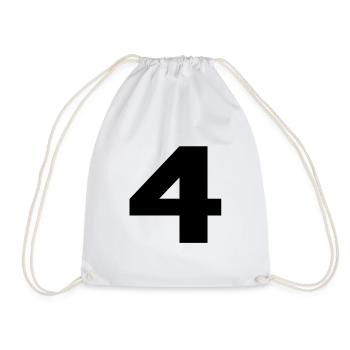 Number 4 in black - Drawstring Bag - white - Front