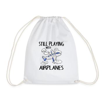Airplane - Drawstring Bag - white - Front