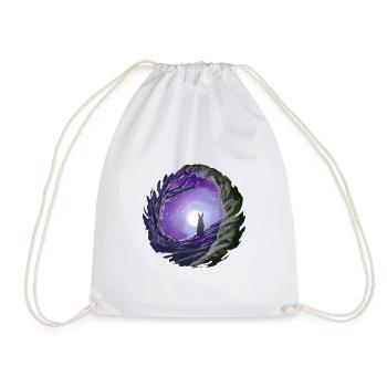 Rabbit looks into the night sky moon gift - Drawstring Bag - white - Front