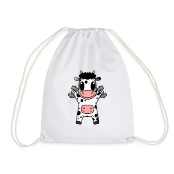 Kuh Fitness Motivation Gym Geschenk - Turnbeutel - Weiß - Vorne