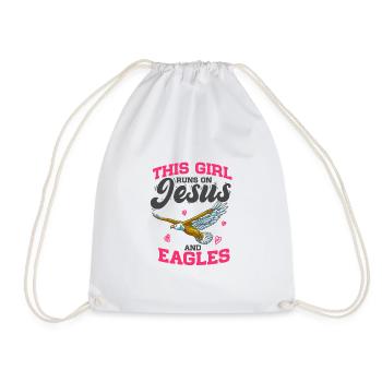 Eagle Lover This Girl Runs On Jesus And Eagles - Drawstring Bag - white - Front