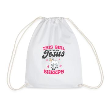 Des brebis que cette fille court sur Jésus et des brebis - Sac de sport léger - blanc - Devant
