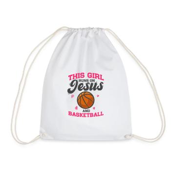 Hoop Game This Girl Runs On Jesus And Basketball - Drawstring Bag - white - Front