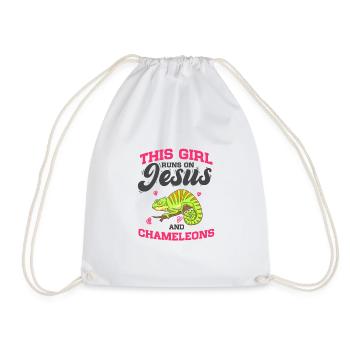Reptiles This Girl Runs On Jesus And Chameleons - Drawstring Bag - white - Front