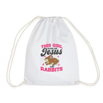Lapin Lapin Cette Fille Court Sur Jésus Et les Lapins - Sac de sport léger - blanc - Devant
