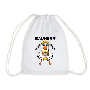 Bauherr Hausbau Baustelle Richtfest Geschenk - Turnbeutel - Weiß - Vorne