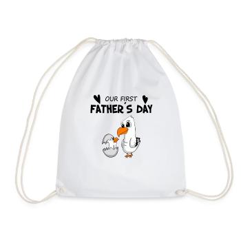 Father's Day Gift - Our First Father's Day - Drawstring Bag - white - Front
