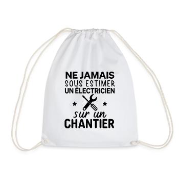 Jamais sous estimer un électricien sur un chantier - Sac de sport léger - blanc - Devant