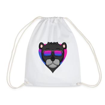 Bisexual Heart Black Panther Gift - Drawstring Bag - white - Front