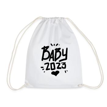 Baby 2023 - Geburt Schwanger 2023 - Turnbeutel - Weiß - Vorne