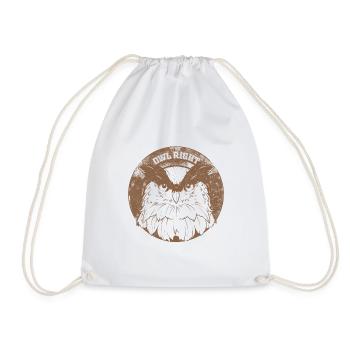 Owl Right Alright Owl pun - Drawstring Bag - white - Front