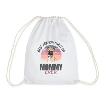 French Bulldog - Drawstring Bag - white - Front