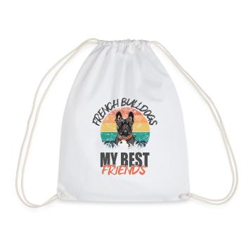 French Bulldog - Drawstring Bag - white - Front