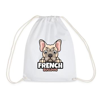 Französische Bulldogge - Turnbeutel - Weiß - Vorne